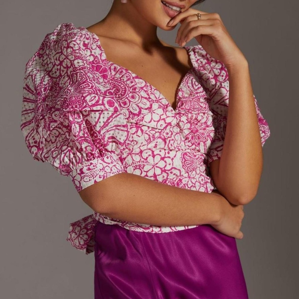 Maeve Tie-Back Printed Crop Top